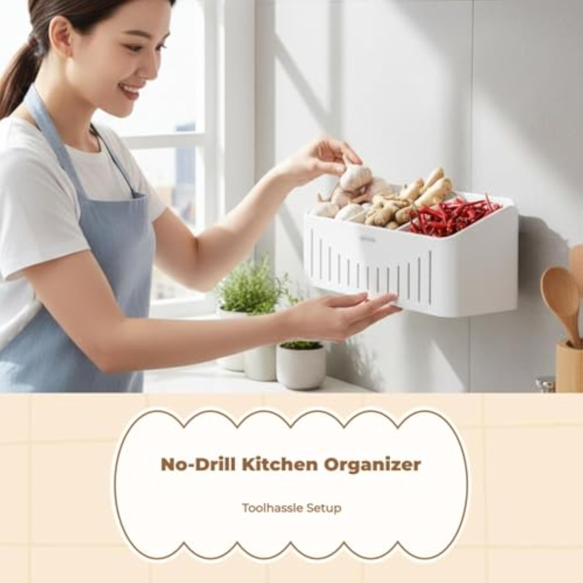 Wall-Mounted Kitchen Storage Rack, Multi-Functional Organizer